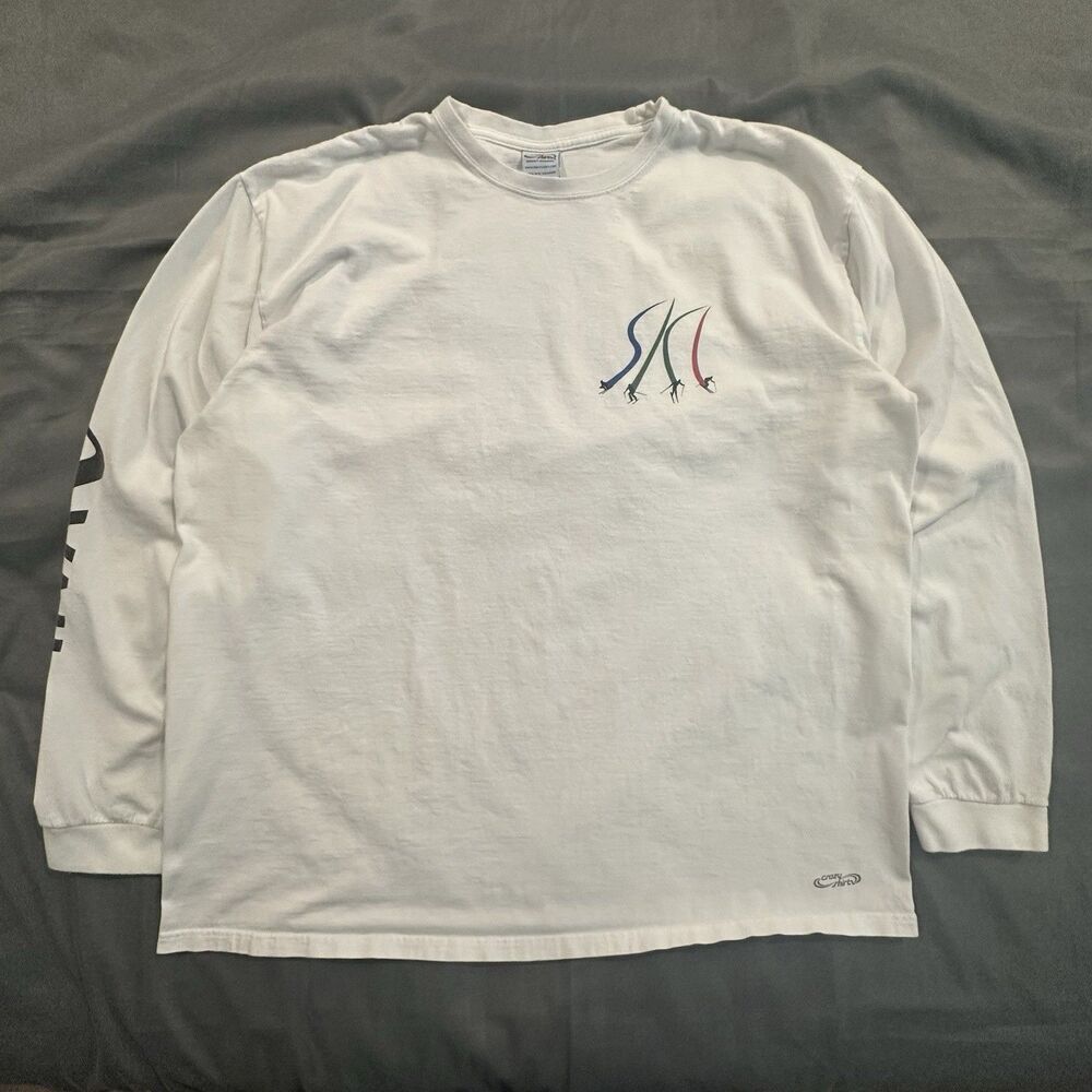Vintage 90s Crazy Shirts Vail Ski Resort Colorado Graphic Long Sleeve White